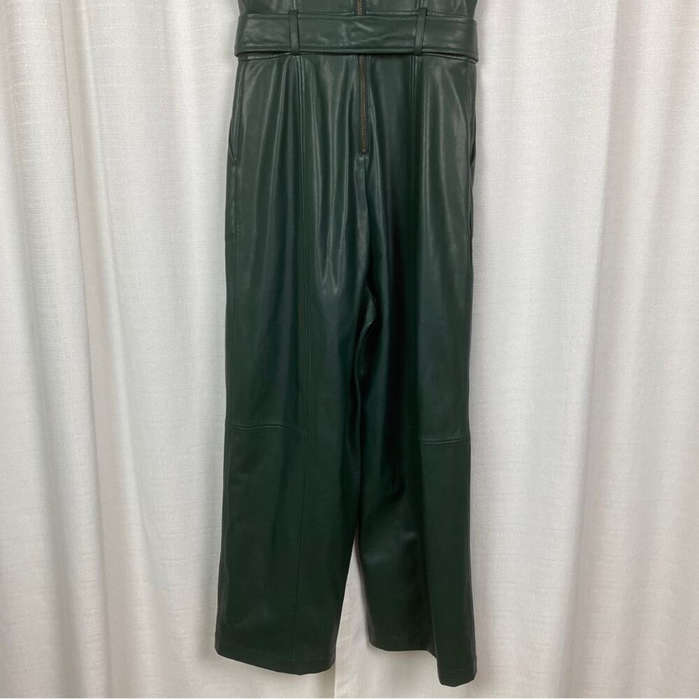 Anthropologie Green Faux Leather Samira Cropped Jumpsuit Sz.2 - Picture 12 of 16